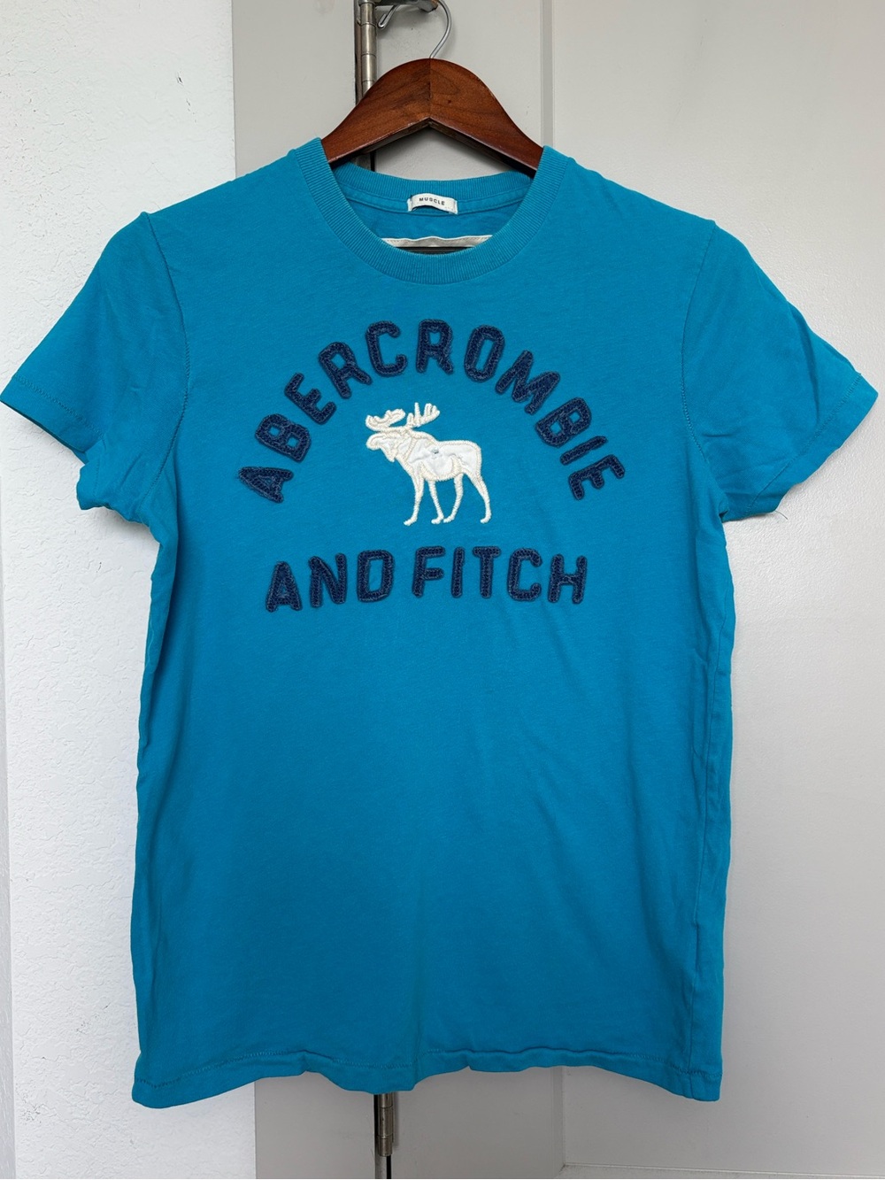 VINTAGE Y2K ABERCROMBIE AND FITCH BLUE GRAPHIC MUSCLE TSHIRT MENS SMALL